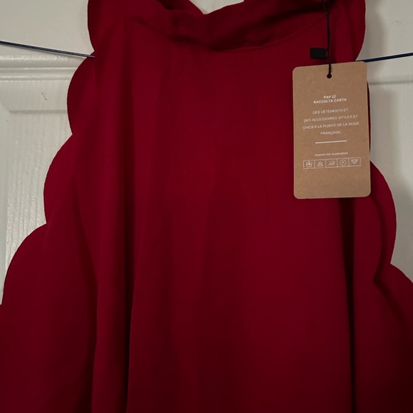 SHEIN red a-line dress with tie back of neck, size 1X, new with tags - Picture 4 of 8